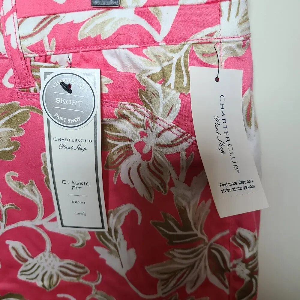 Charter Club Pink Floral Skort - NWT, Size 12, Golftini Style with Pockets - Picture 6 of 7